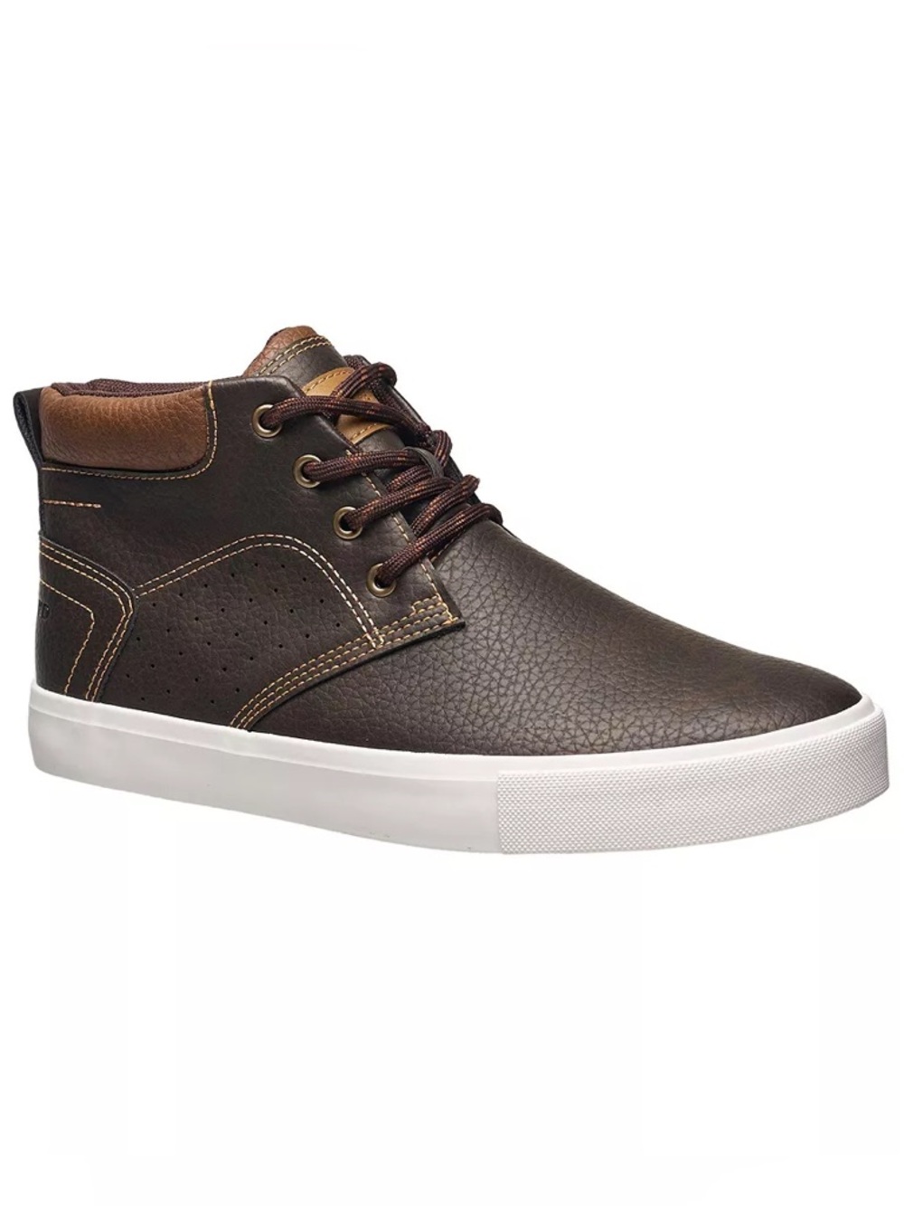 Lucky Brand Brown Leather-Textured Chukka Boot with White Sole